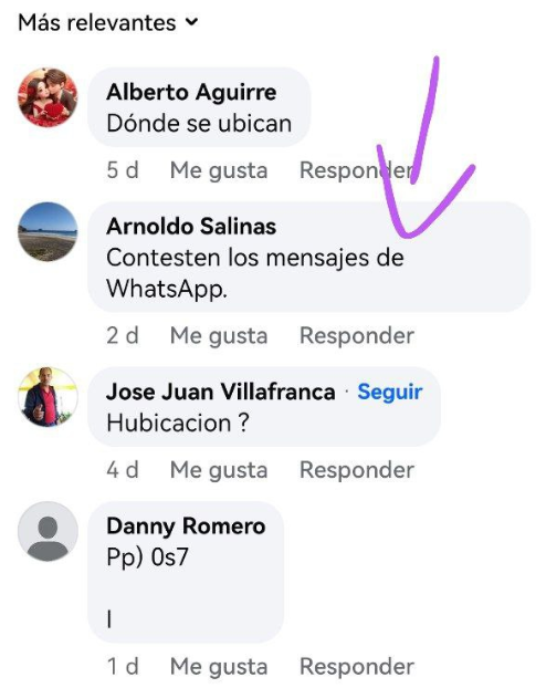 ejemplo mensajes no contestados